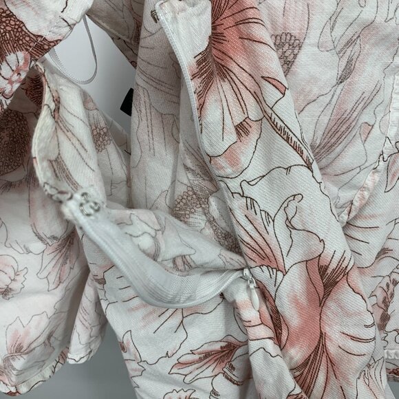 Lulus Bodysuit White Floral Print Ruffle Short Sleeve Tie Back - Picture 15 of 15